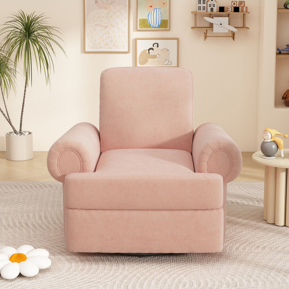 Manual Swivel Recliner Rocker Chair With Adjustable Backrest