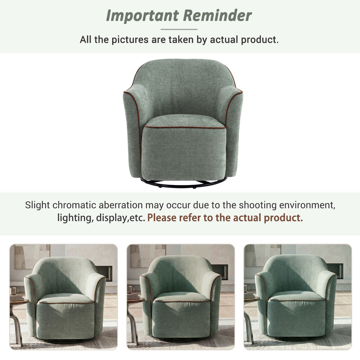 360° Swivel Accent Chair With Flared Arms