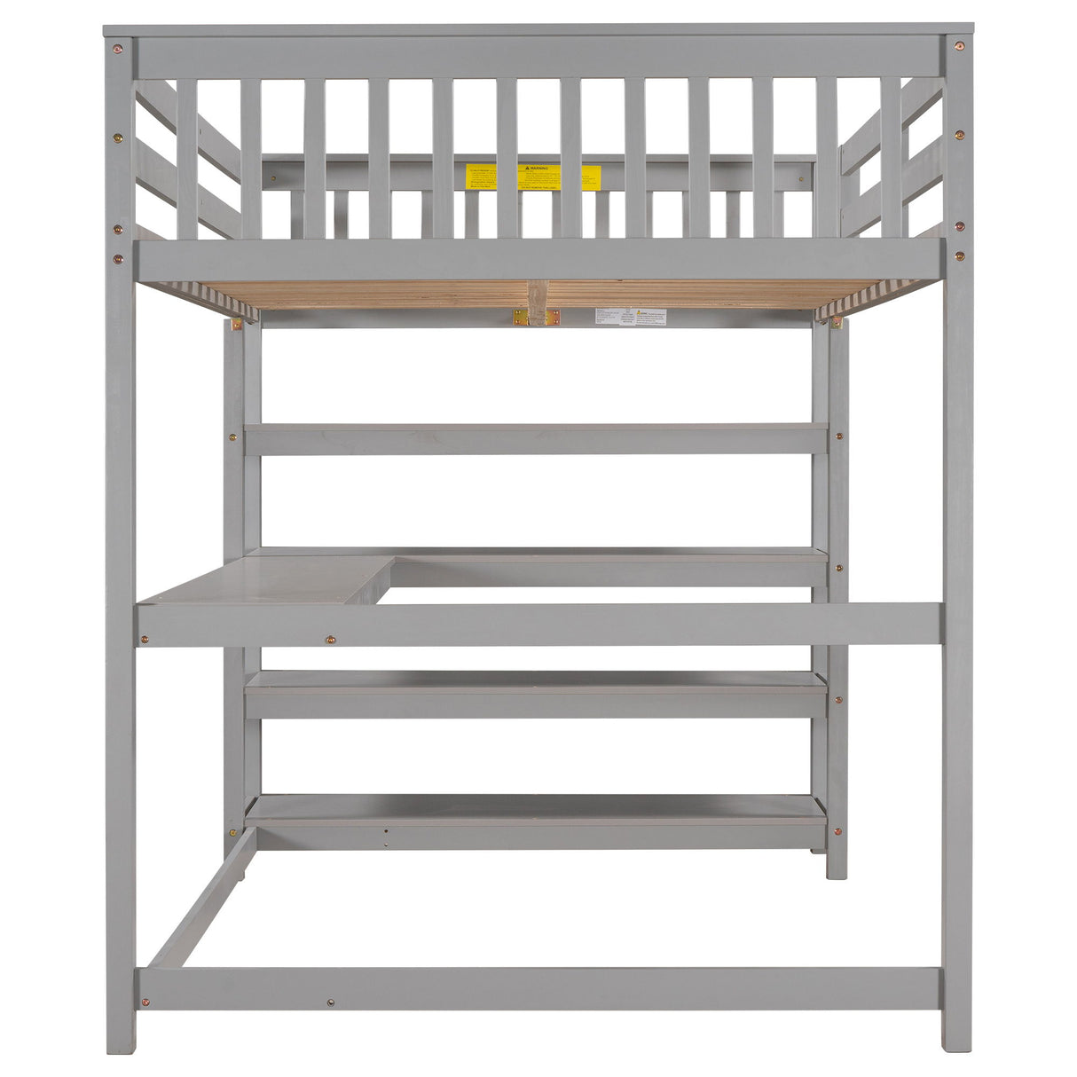 Loft Bed With Storage Shelves And Under Bed Desk