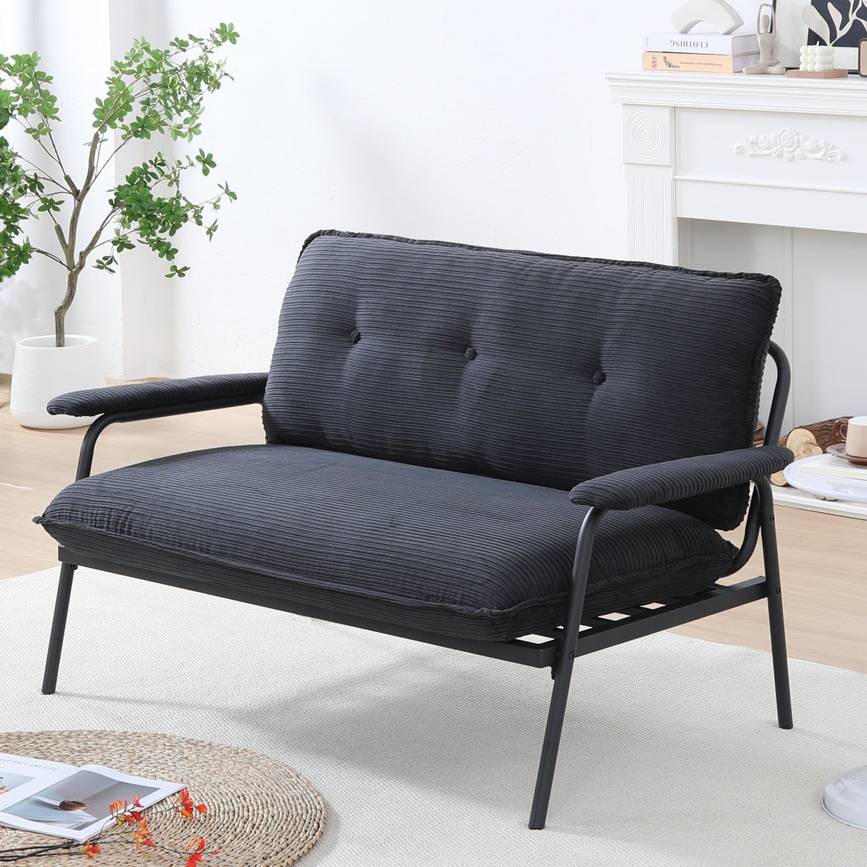 Modern Metal Frame Sofa With Sponge Filling For Compact Spaces And Versatile Use