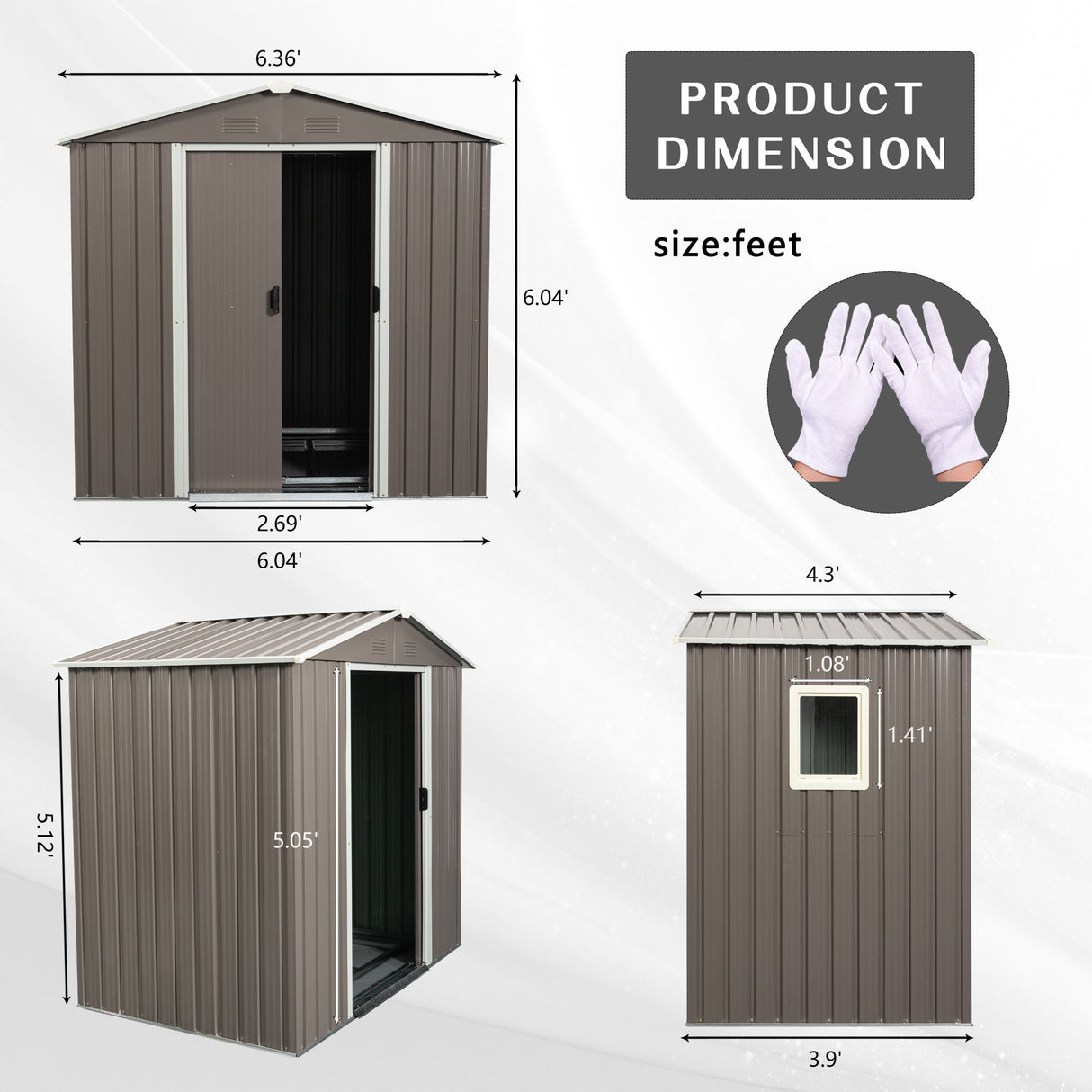 Outdoor Metal Storage Shed Garden Building Heavy Duty 6x4ft Steel