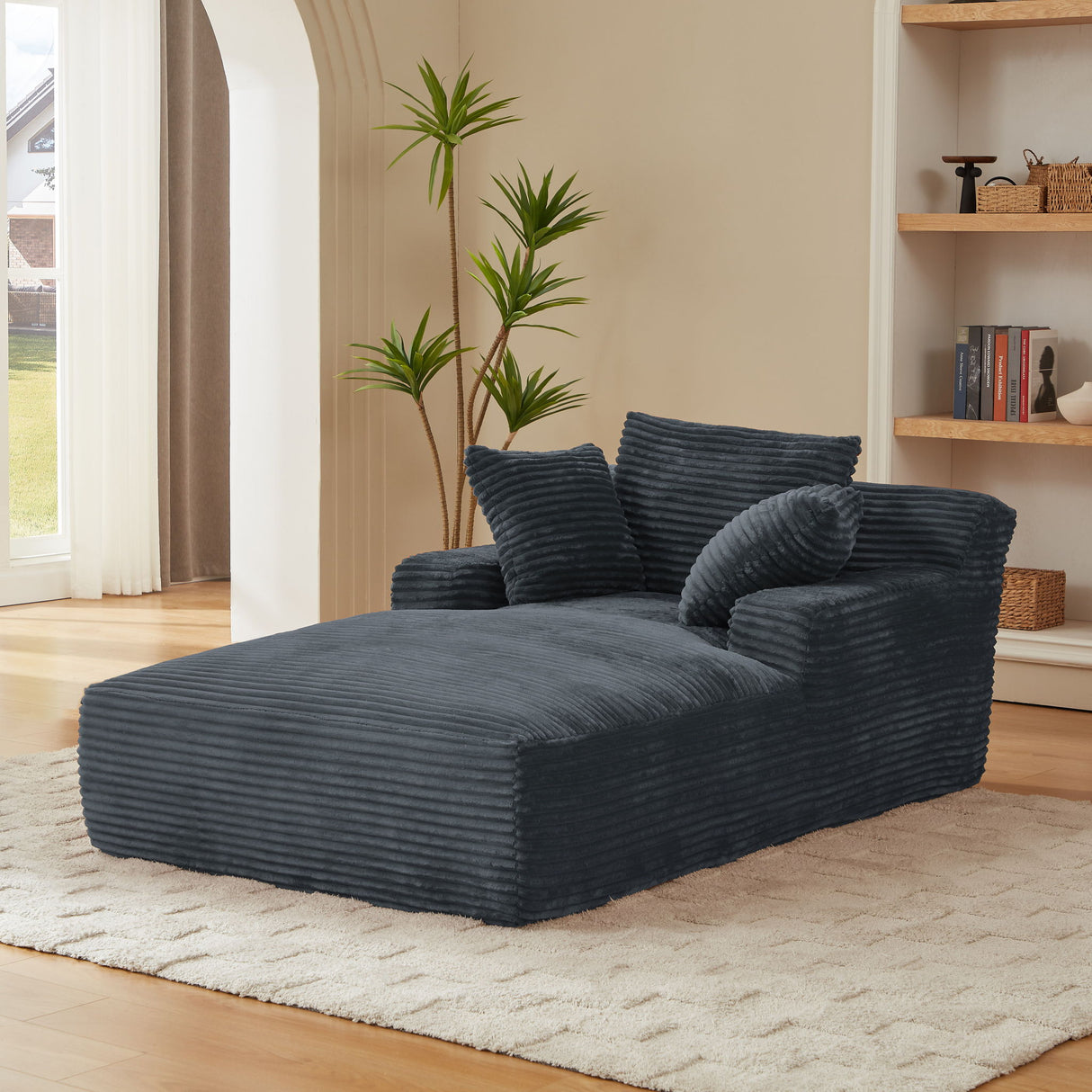 Oversized Chaise Lounge Chair Indoor For Living Room - Dark Gray