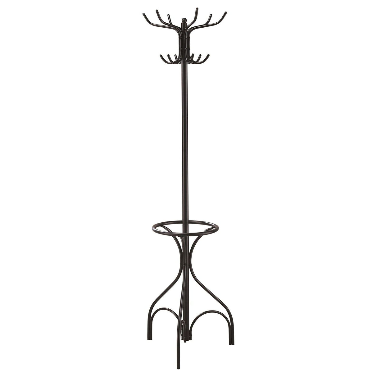 12 Hook Coat Rack With Umbrella Holder - Black
