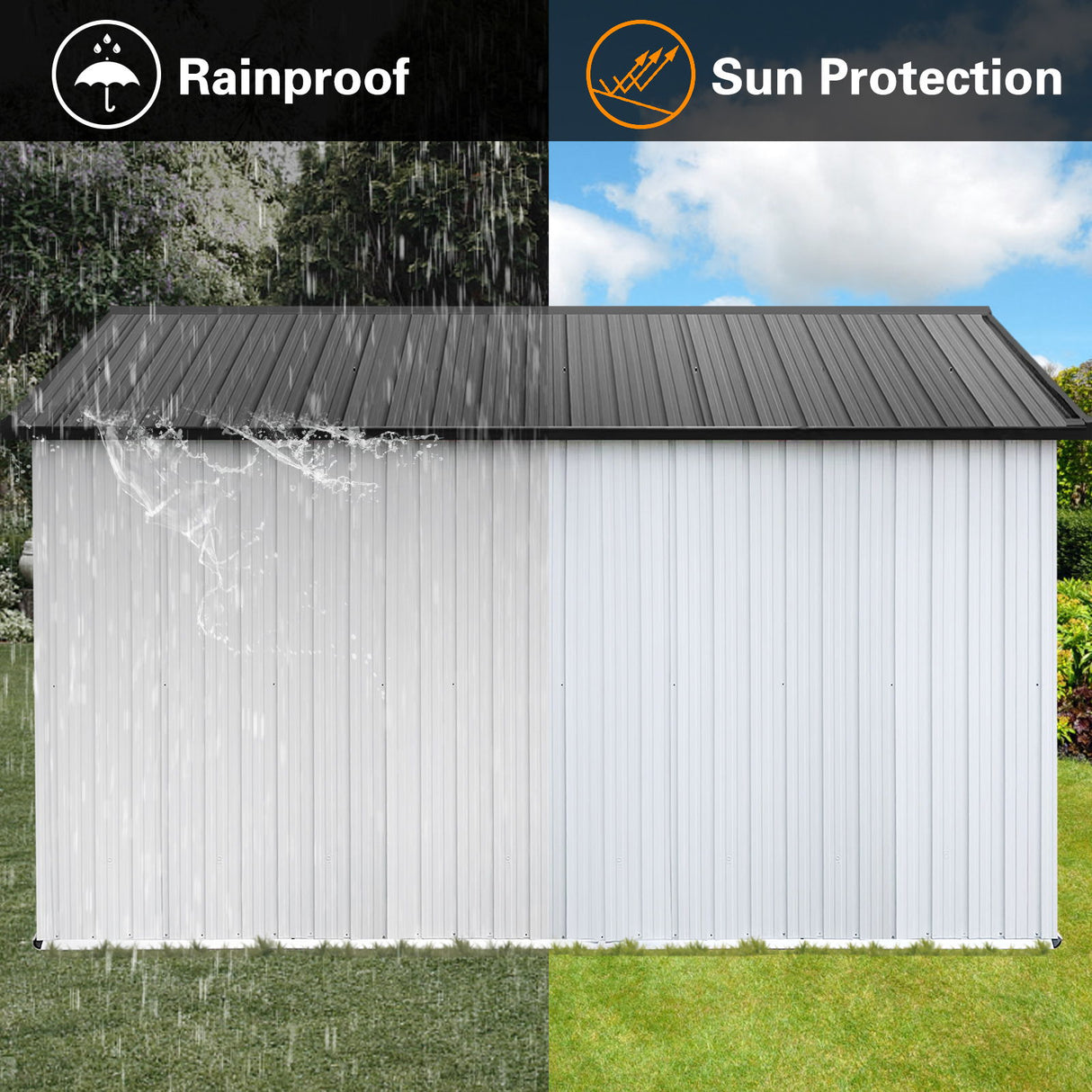 Garden Shed Outdoor Storage Building Waterproof Metal Frame 10x12ft