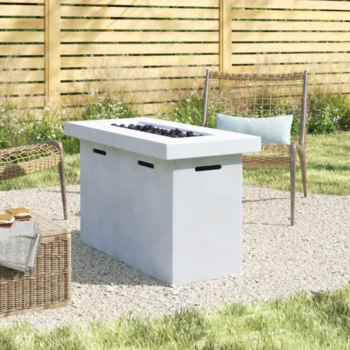 Propane Fire Pit Table Outdoor Patio Heater Reinforced Cement 42x25in
