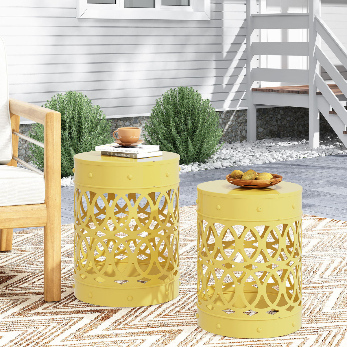 Outdoor Metal S/2 End Table