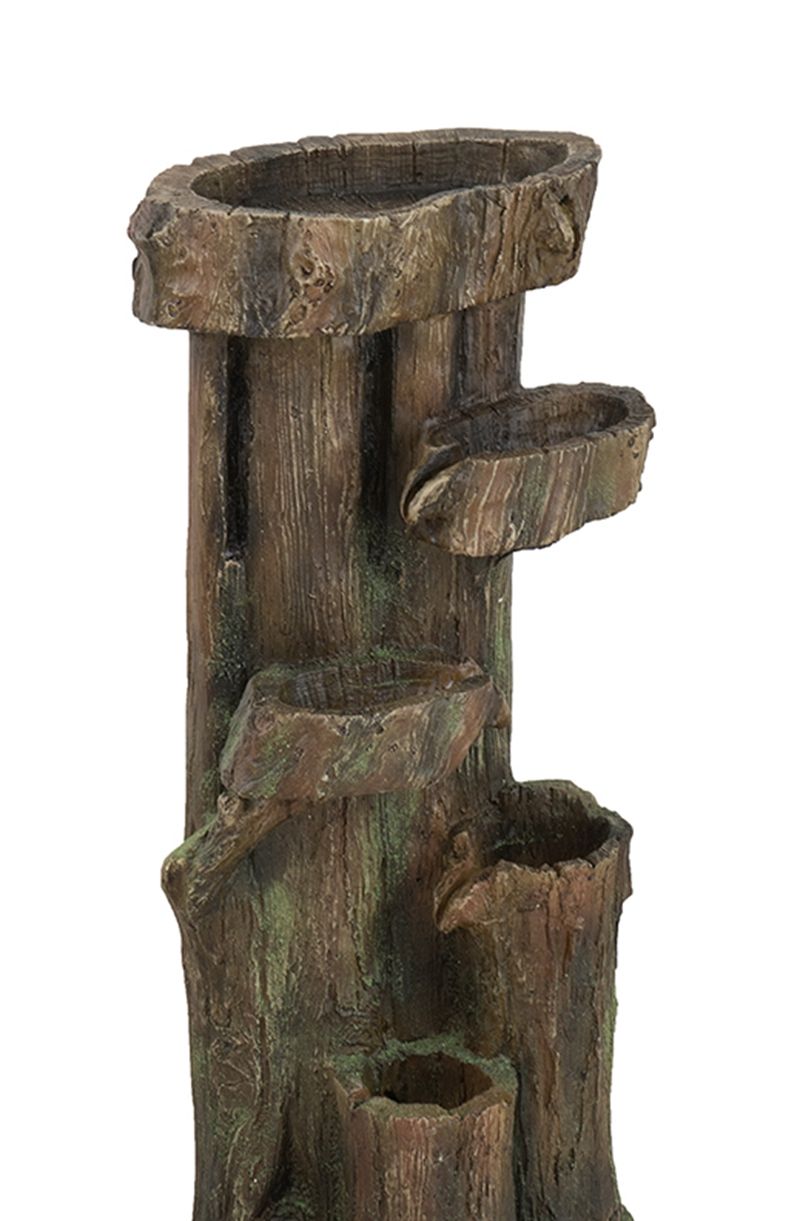 Rustic Decorative Tree Trunk 5 Tier Water Fountain, With Light And Pump, For Indoor And Outdoor - Brown - Feeders & Water - Alpine Outlets