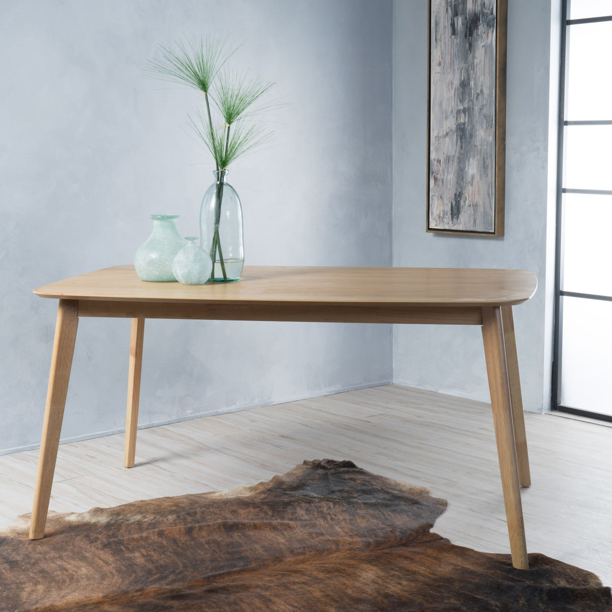 Retro Dining Table With Faux Wood Top