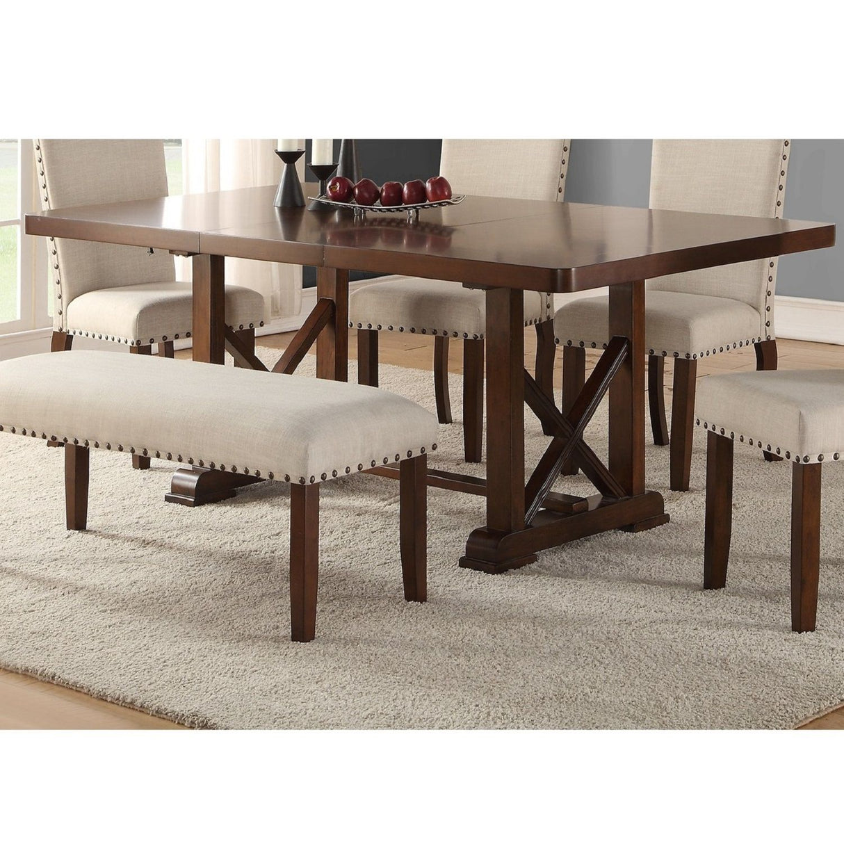 Dining Table With Leaf And Unique X Design Base - Cherry