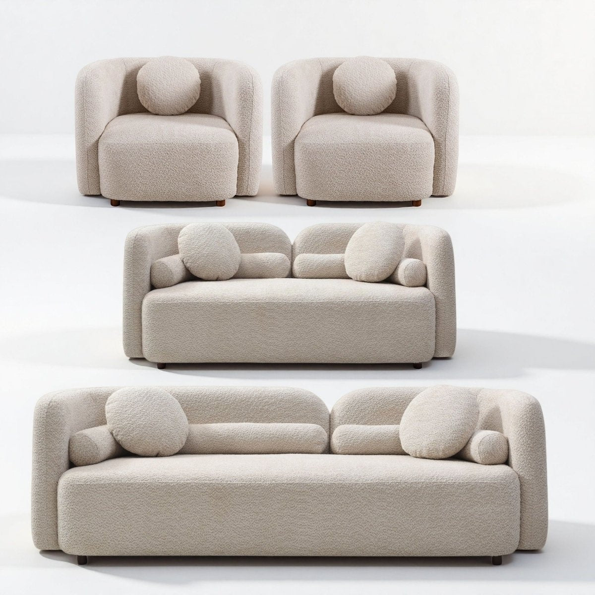 4 Piece Living Room Set With 3 Seater Sofa, Loveseat, And 2 Accent Chairs For Apartment - Light Beige - 4 Piece Living Room Sets available at Alpine Outlets in Denver