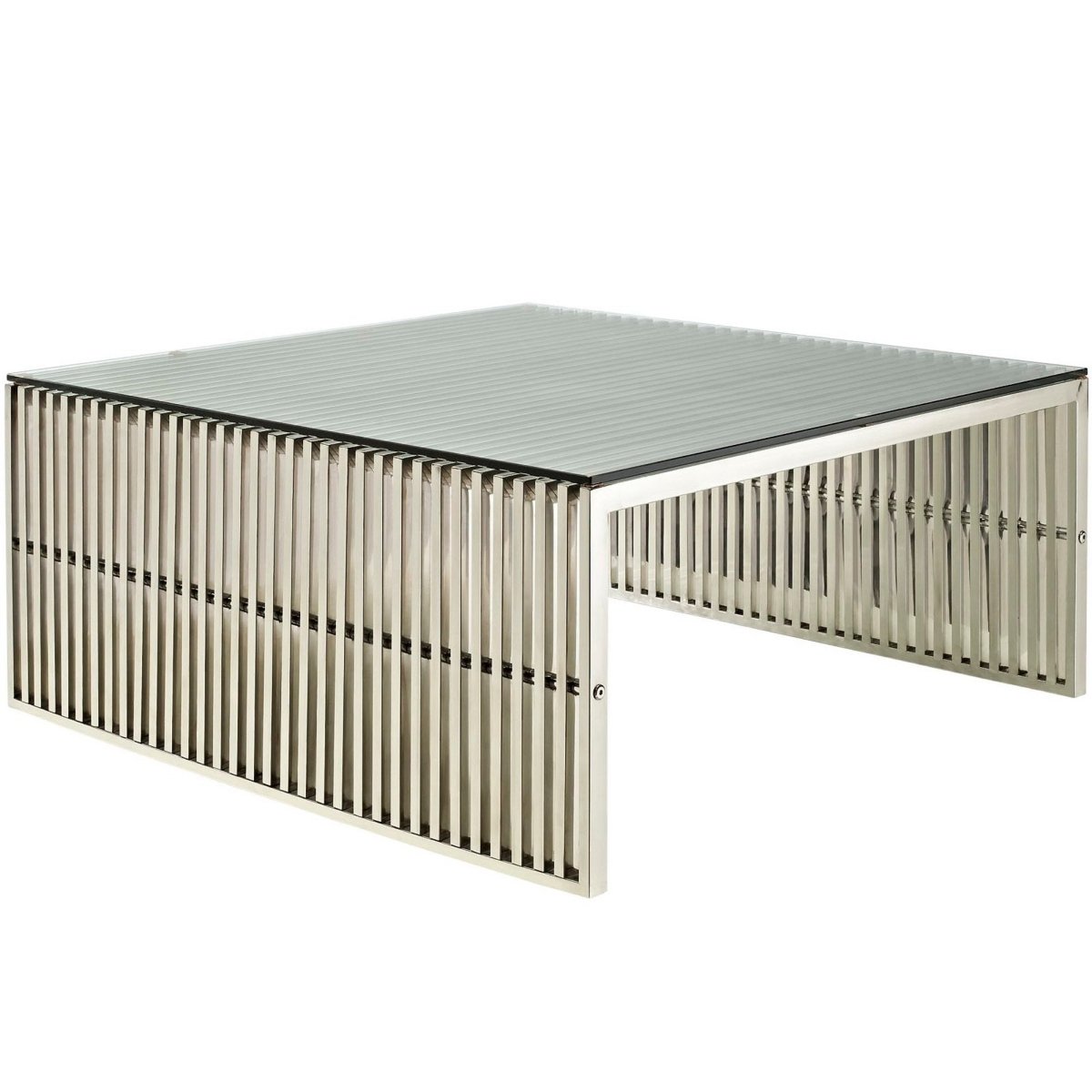 40 Inch Square Tubular Stainless Steel Coffee Table in Silver - Coffee Tables available at Alpine Outlets in Denver