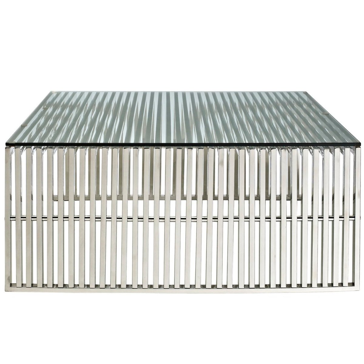 40 Inch Square Tubular Stainless Steel Coffee Table in Silver - Coffee Tables available at Alpine Outlets in Denver