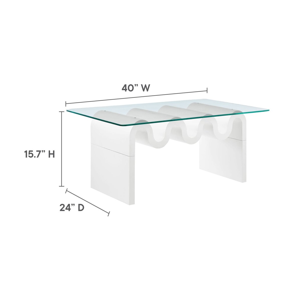 40 Inch Wave - Shaped Glass Top Coffee Table - Coffee Tables available at Alpine Outlets in Denver