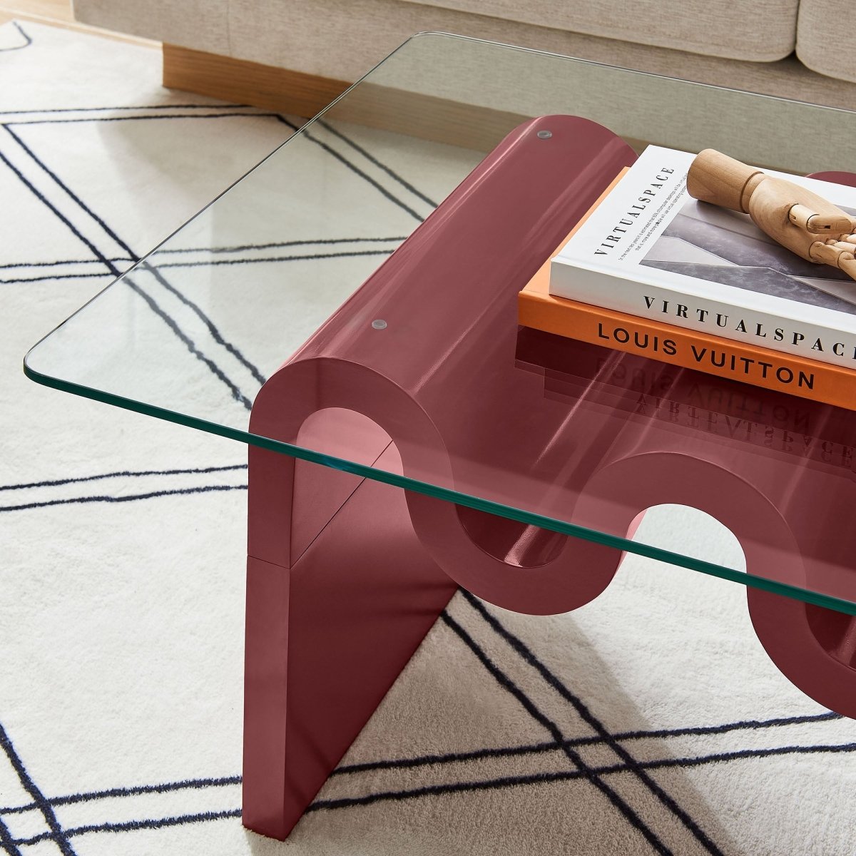 40 Inch Wave - Shaped Glass Top Coffee Table - Coffee Tables available at Alpine Outlets in Denver