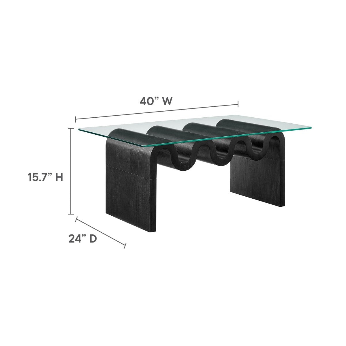 40 Inch Wave - Shaped Glass Top Coffee Table - Coffee Tables available at Alpine Outlets in Denver