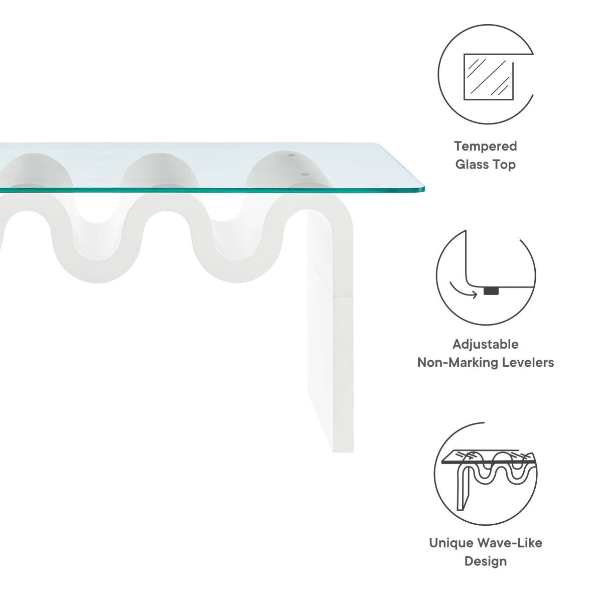 40 Inch Wave - Shaped Glass Top Coffee Table - Coffee Tables available at Alpine Outlets in Denver