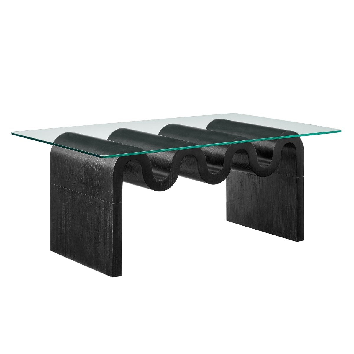 40 Inch Wave - Shaped Glass Top Coffee Table - Coffee Tables available at Alpine Outlets in Denver