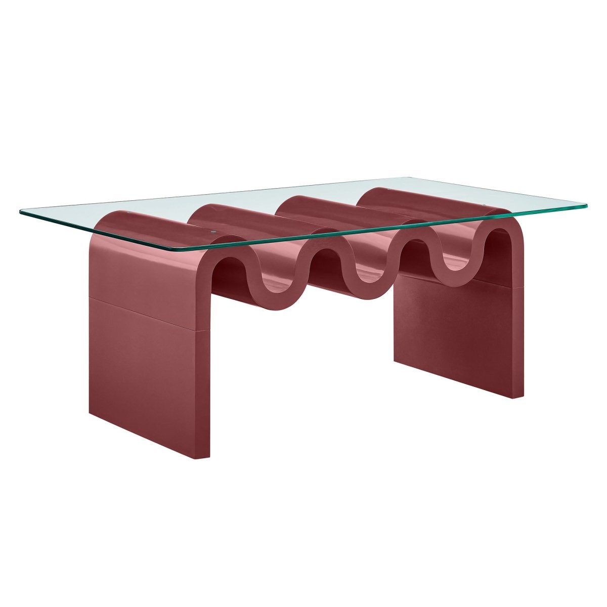 40 Inch Wave - Shaped Glass Top Coffee Table - Coffee Tables available at Alpine Outlets in Denver
