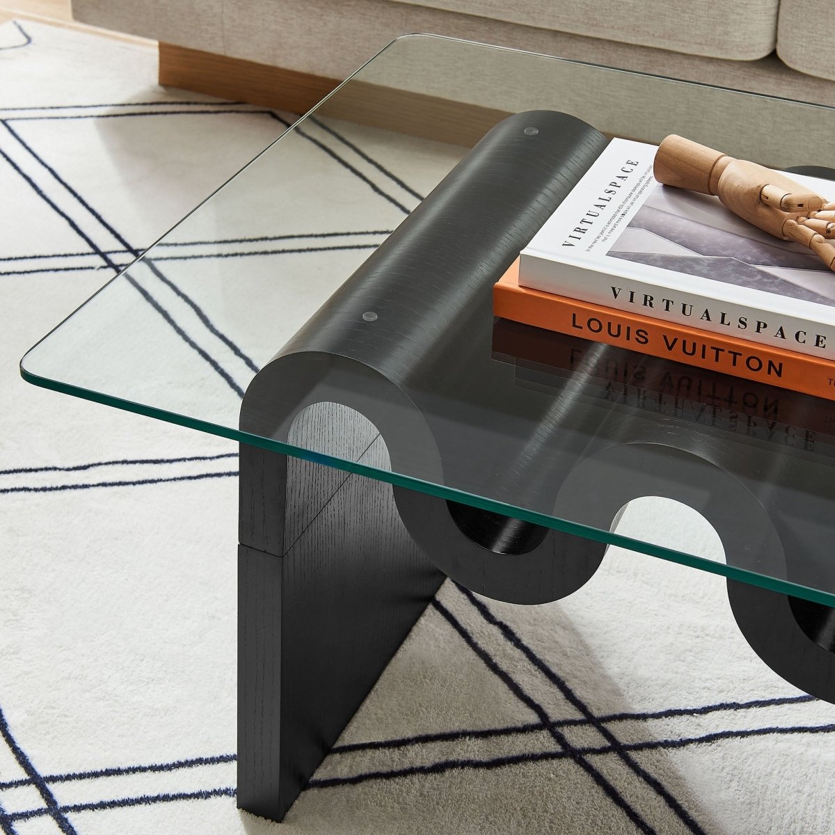 40 Inch Wave - Shaped Glass Top Coffee Table - Coffee Tables available at Alpine Outlets in Denver
