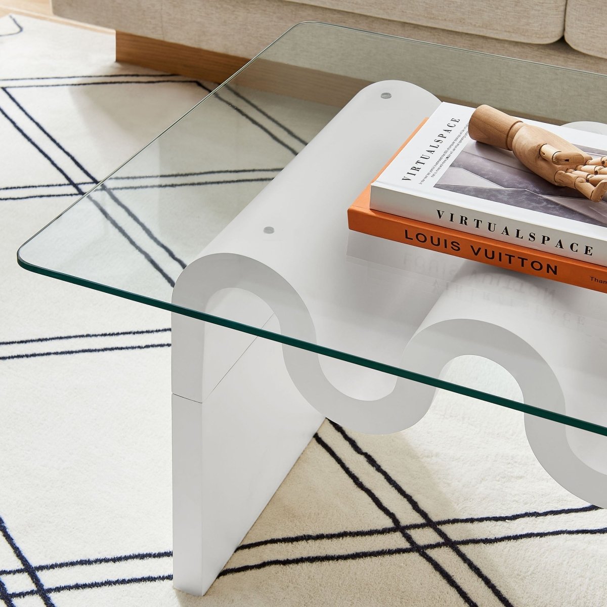 40 Inch Wave - Shaped Glass Top Coffee Table - Coffee Tables available at Alpine Outlets in Denver