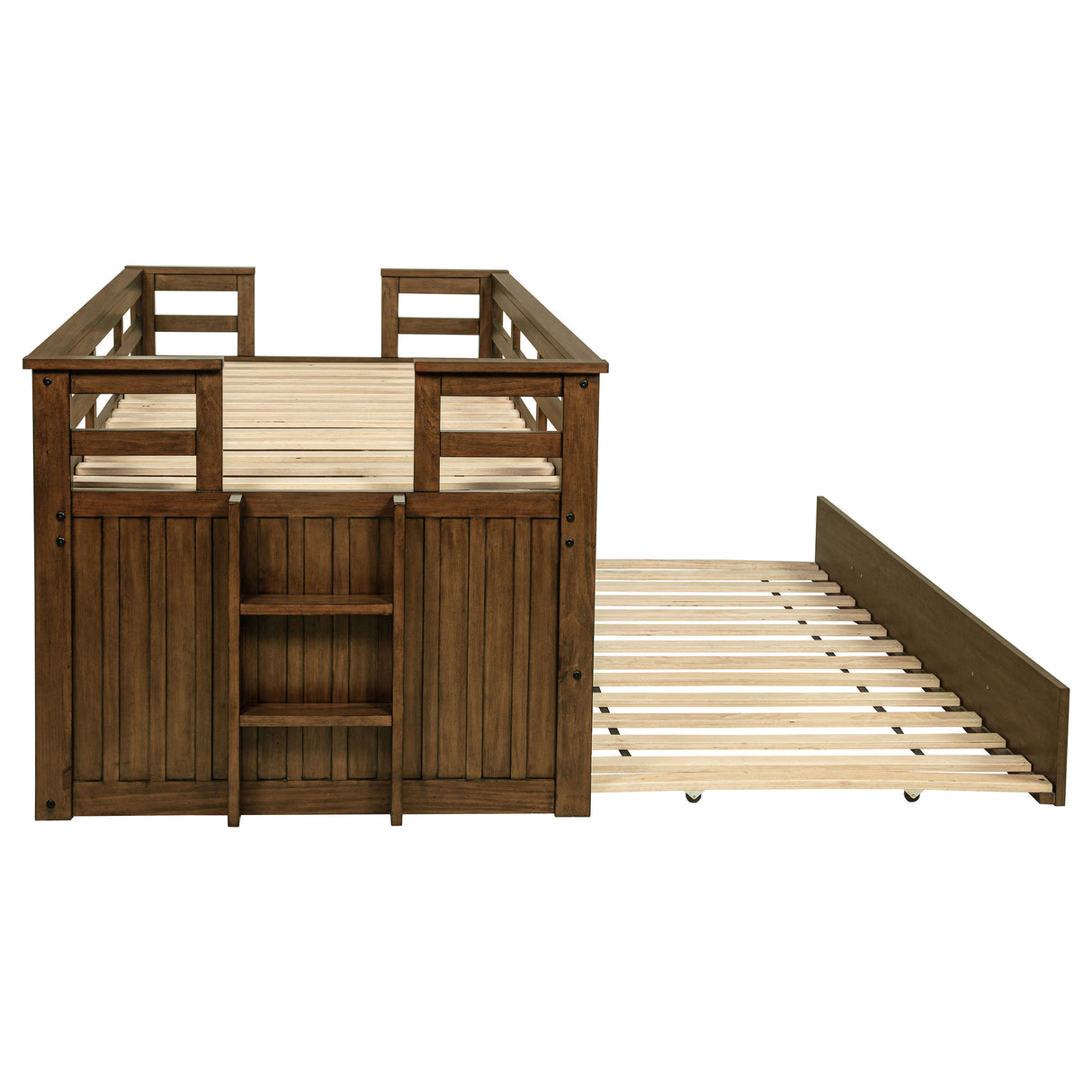 Carlsbad Wood Twin Captain's Bed with Trundle, Medium Brown