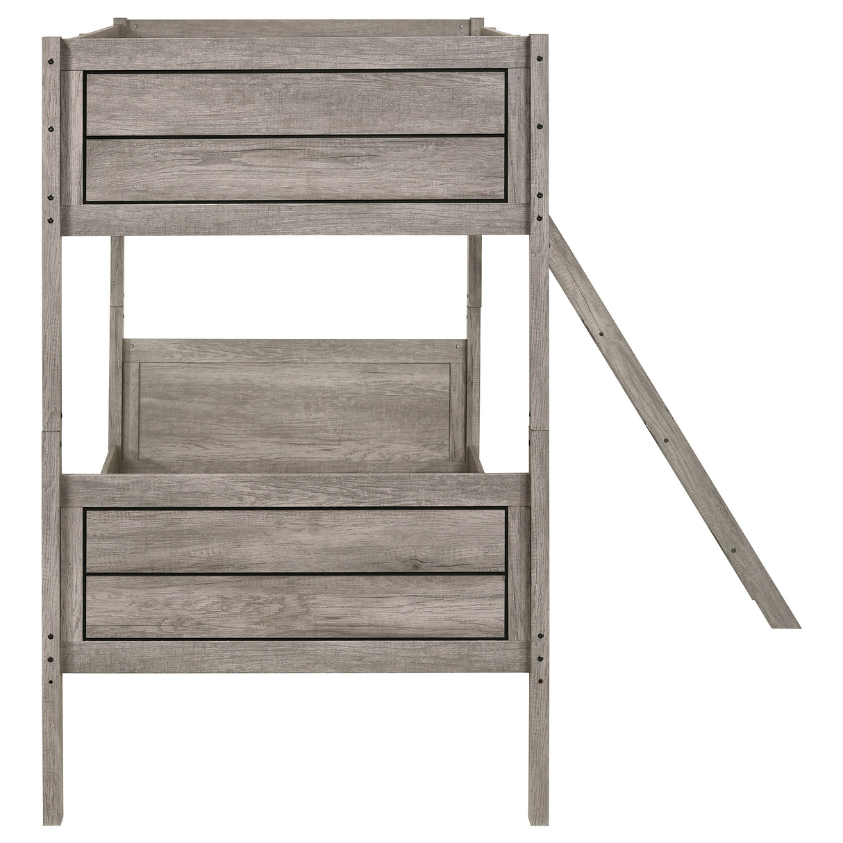 Ryder Wood Twin Over Twin Bunk Bed in Weathered Taupe