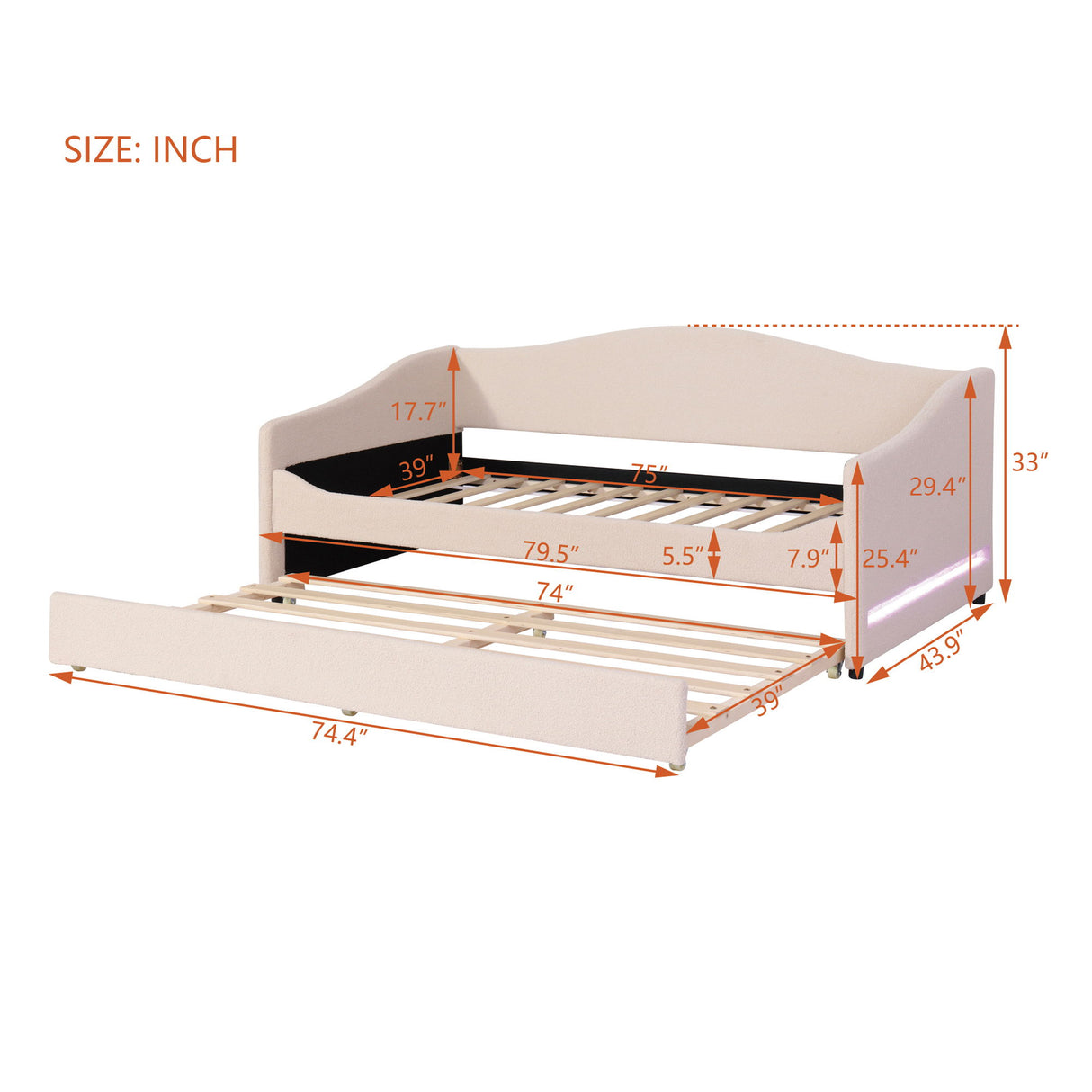 Design Upholstered Daybed With Light And Trundle