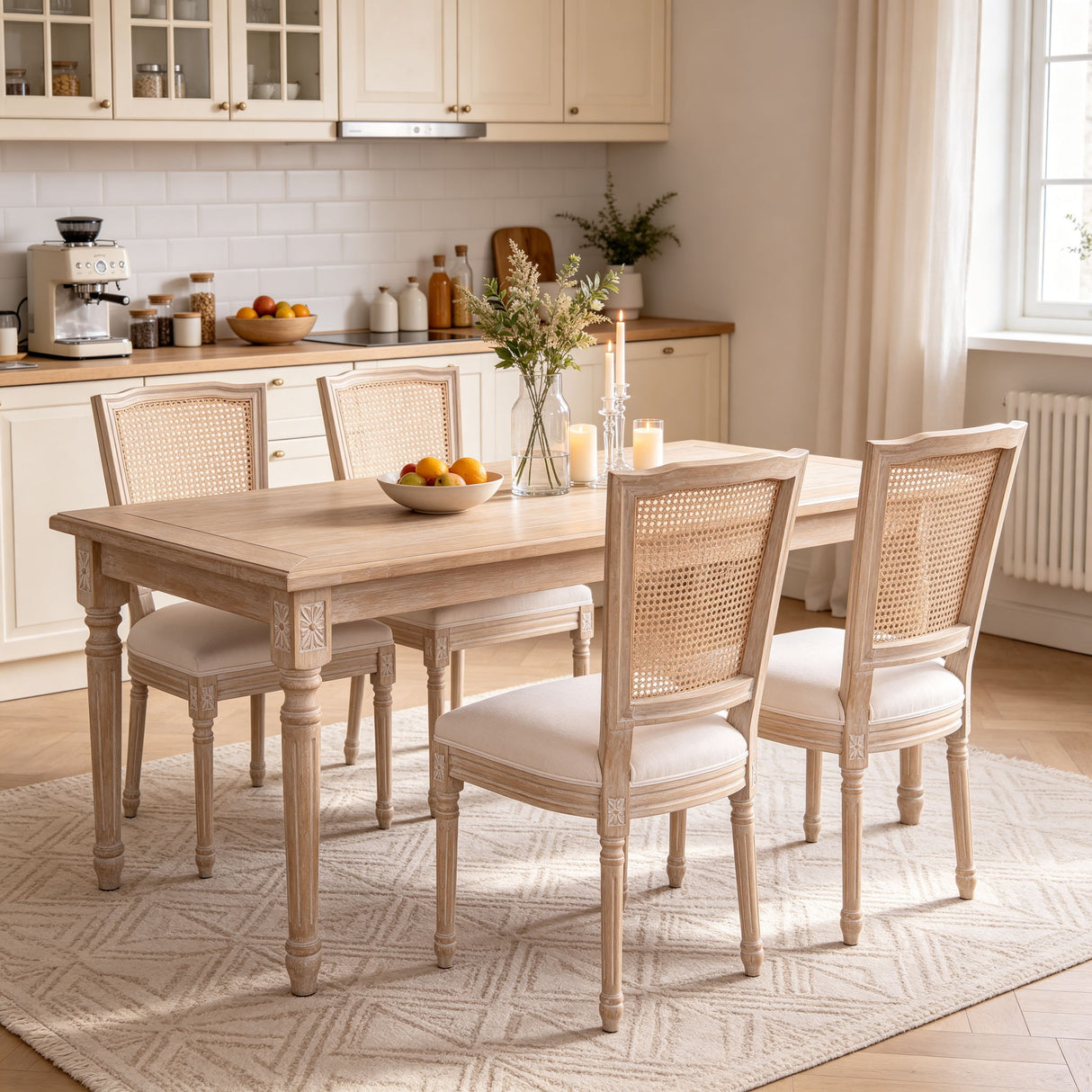 Upholstered Dining Chairs With T - Shaped Back (Set of 2) - Beige