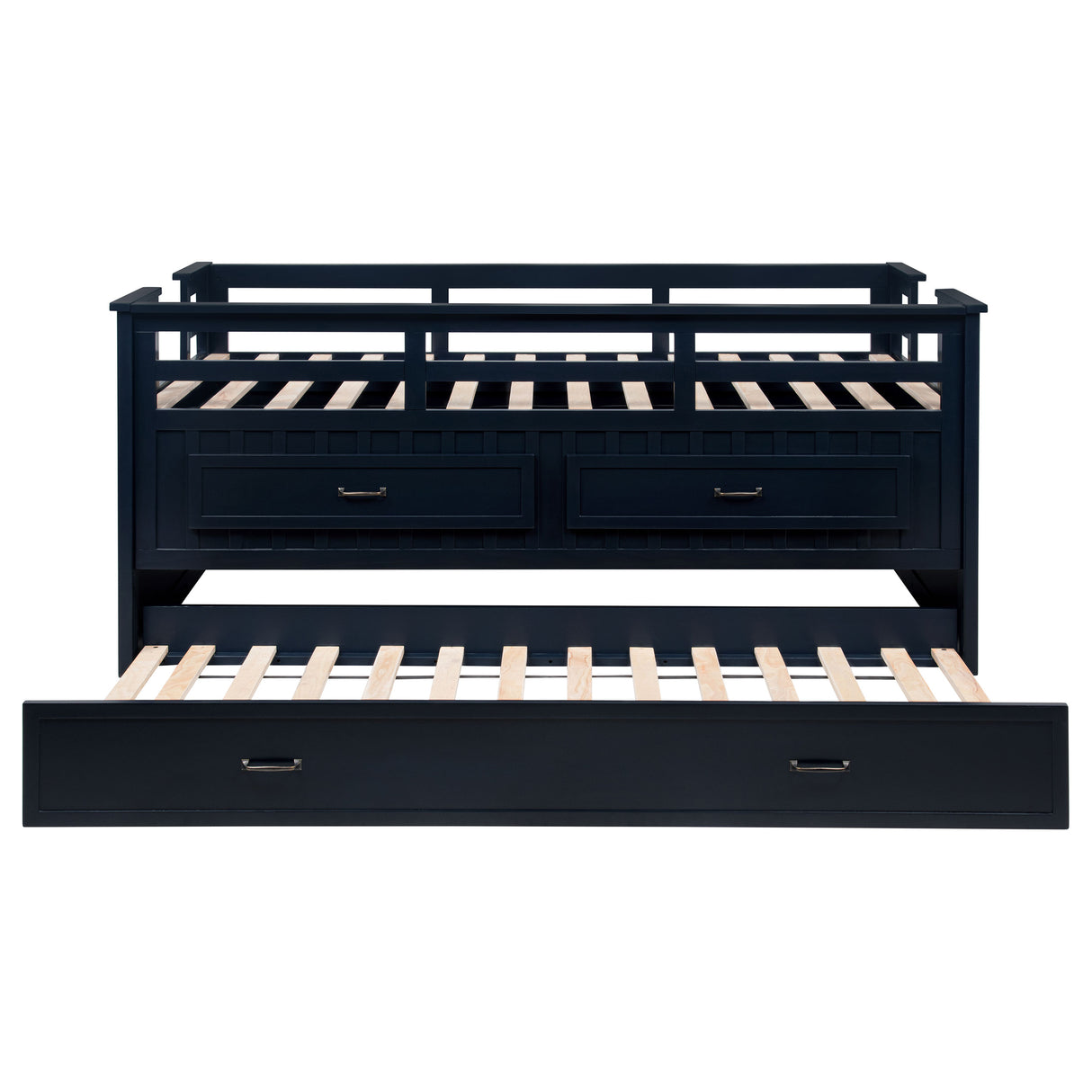 Carlsbad Wood Twin Captains Bed with Trundle, Navy Blue