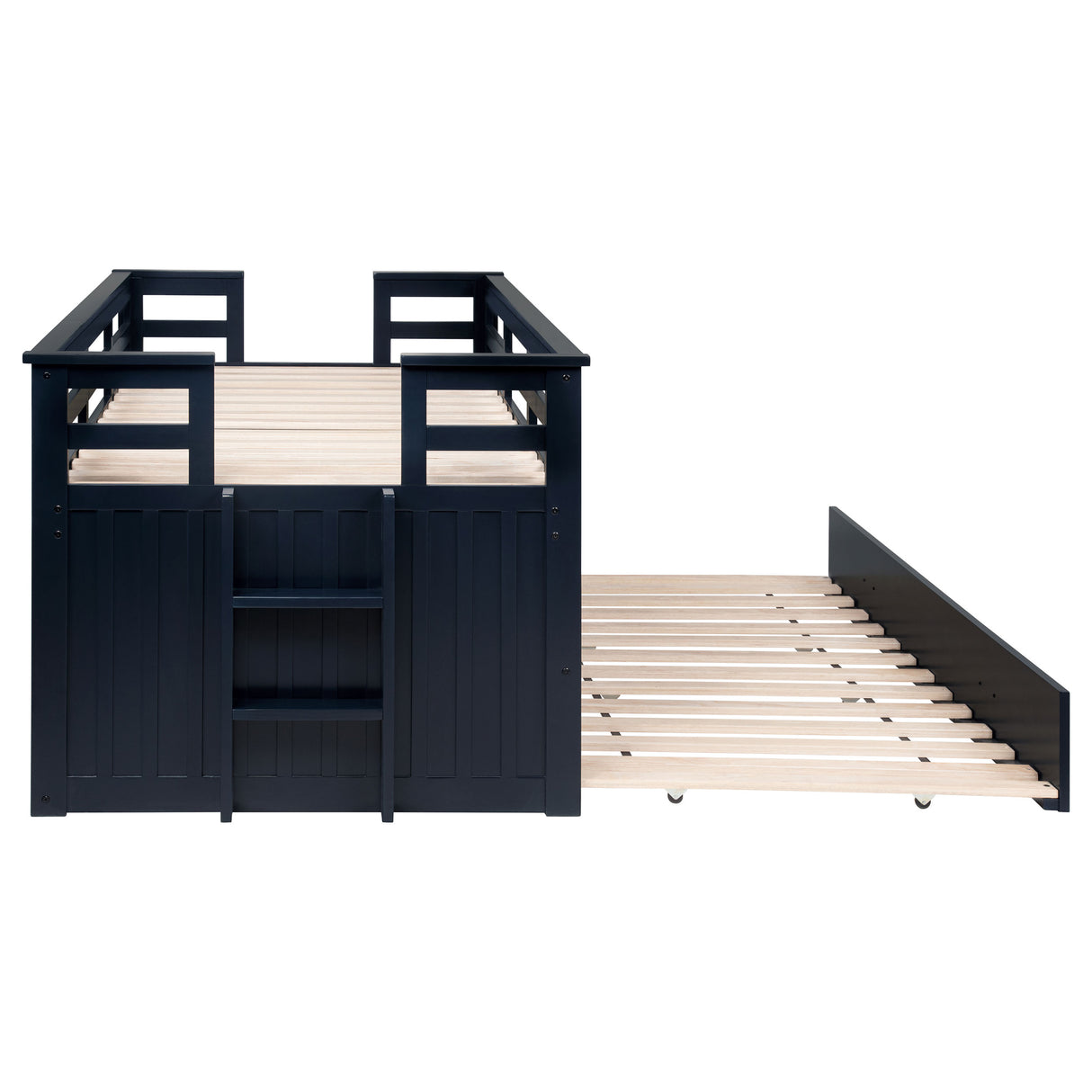 Carlsbad Wood Twin Captains Bed with Trundle, Navy Blue