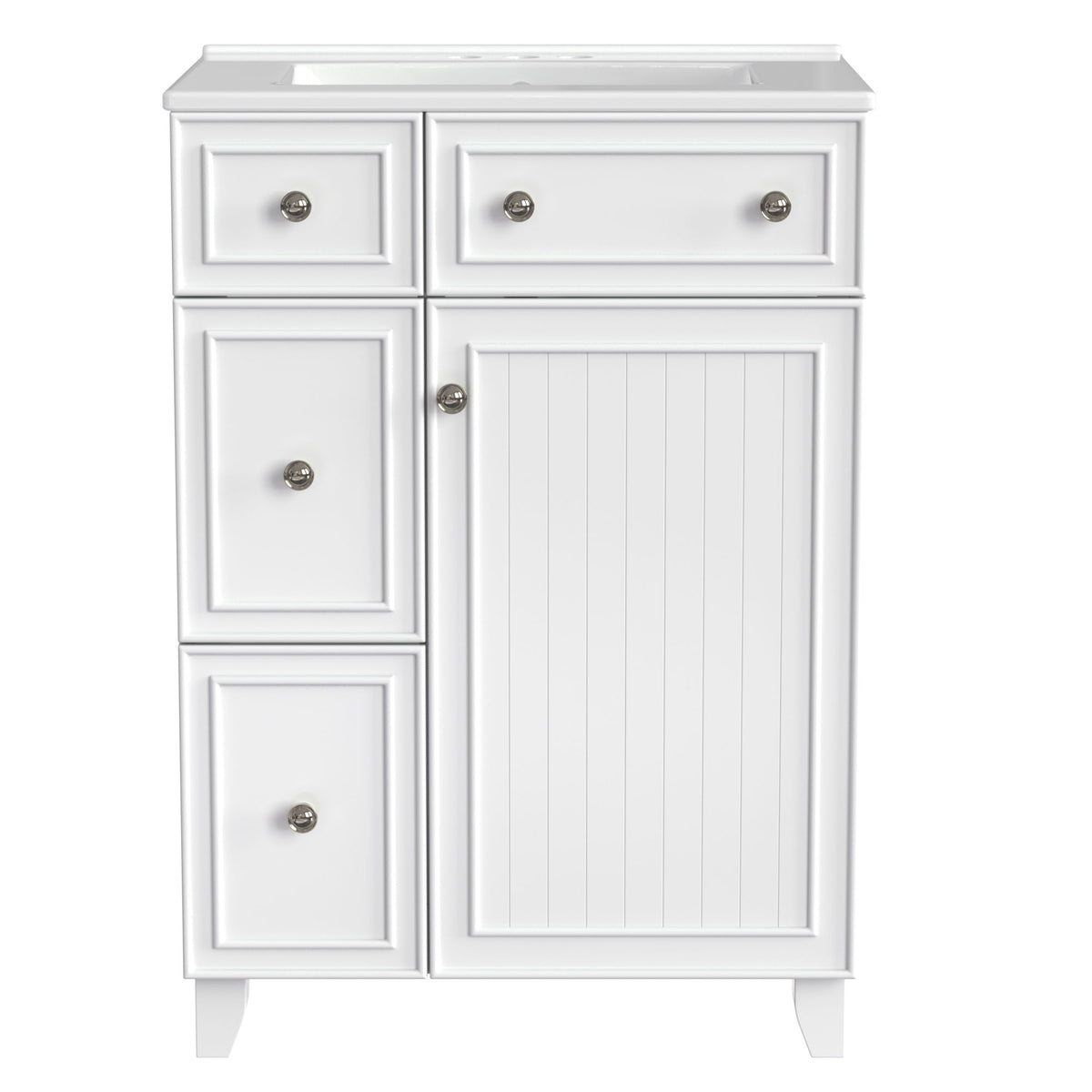 Transitional Style Bathroom Vanity Cabinet With Ceramic Sink