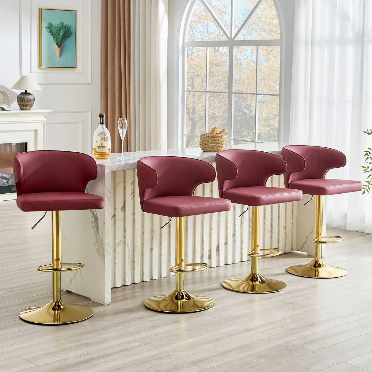 Adjustable Swivel Bar Chair With High Back Support