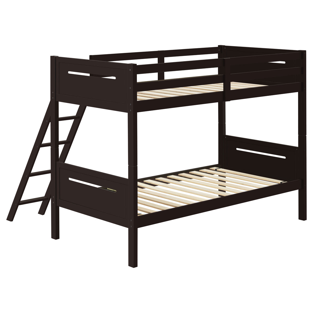 Littleton Wood Twin Over Twin Bunk Bed, Espresso