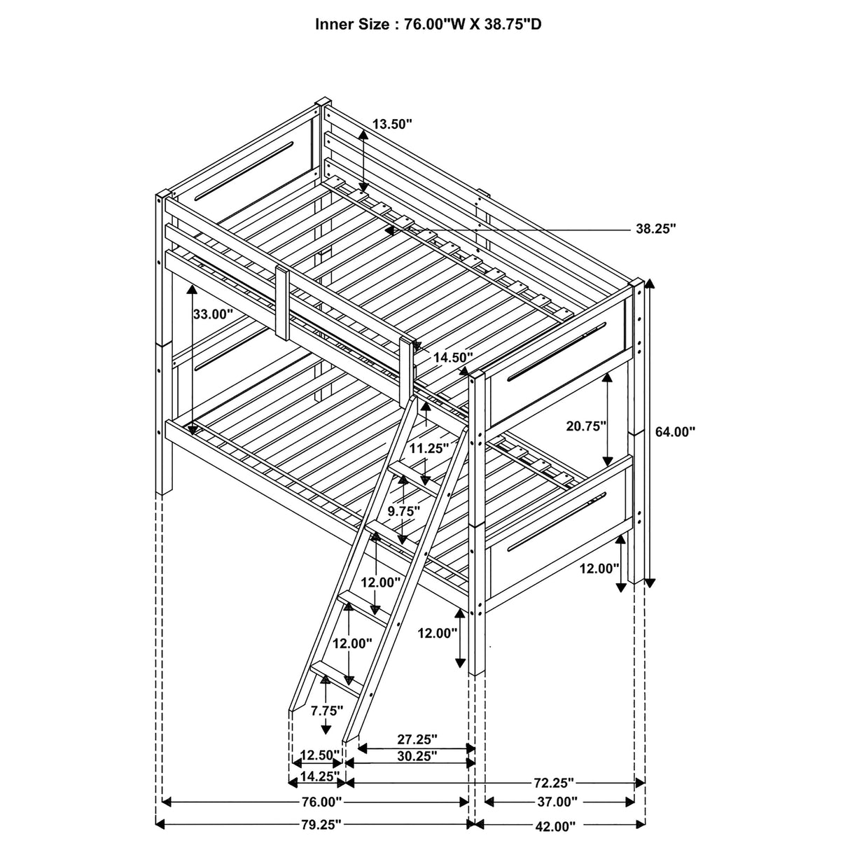 Littleton Wood Twin Over Twin Bunk Bed, Espresso