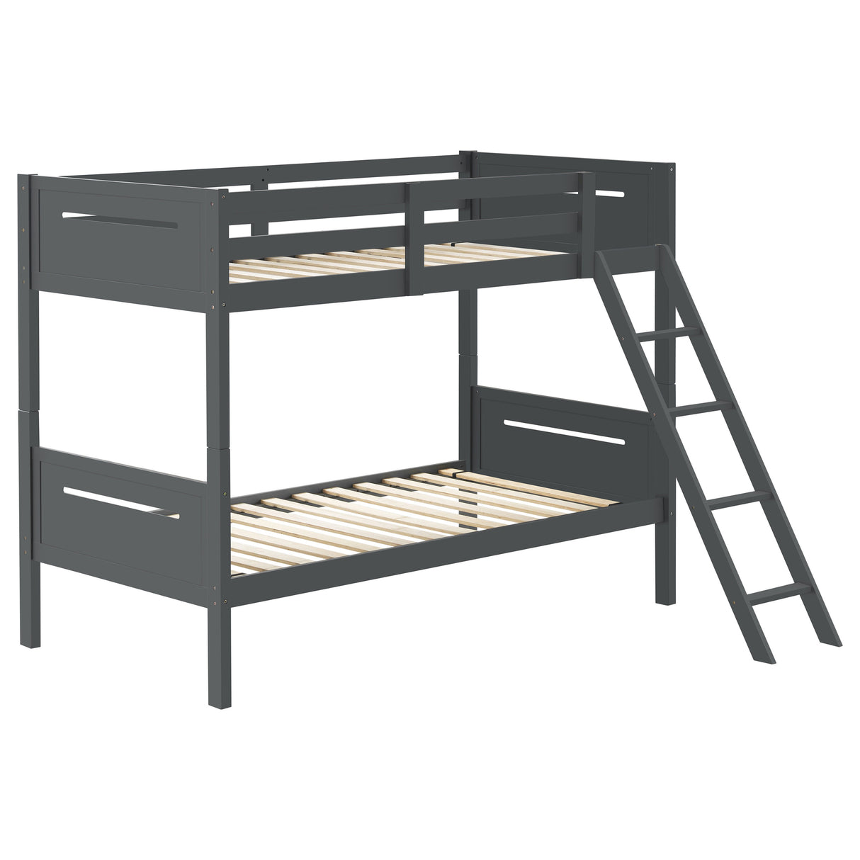 Littleton Wood Twin Over Twin Bunk Bed in Grey