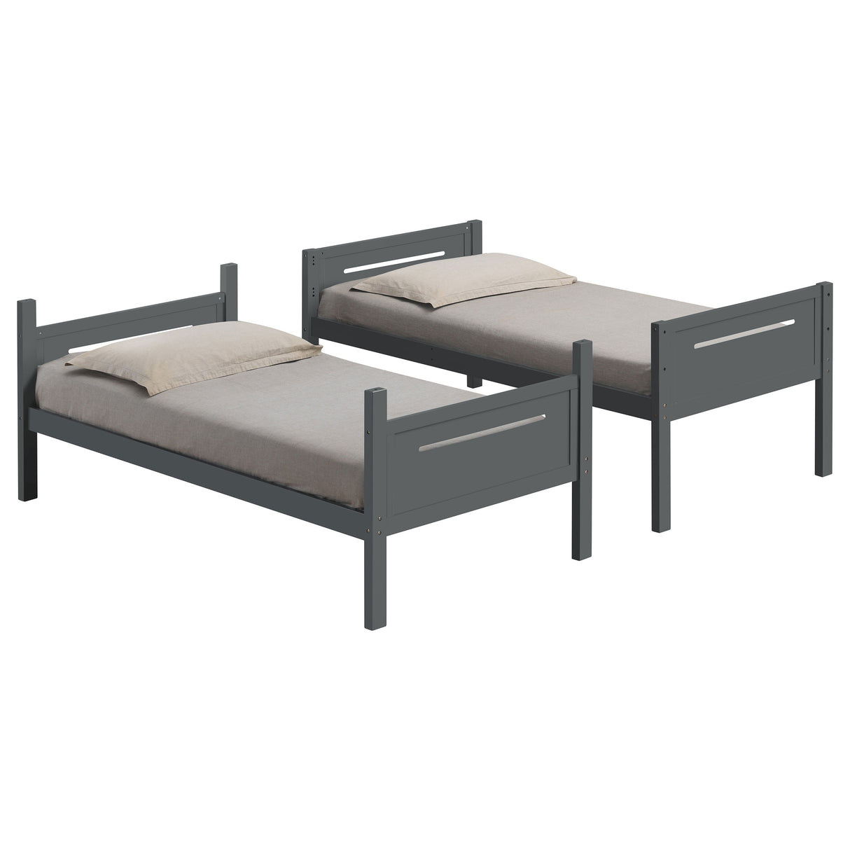 Littleton Wood Twin Over Twin Bunk Bed in Grey