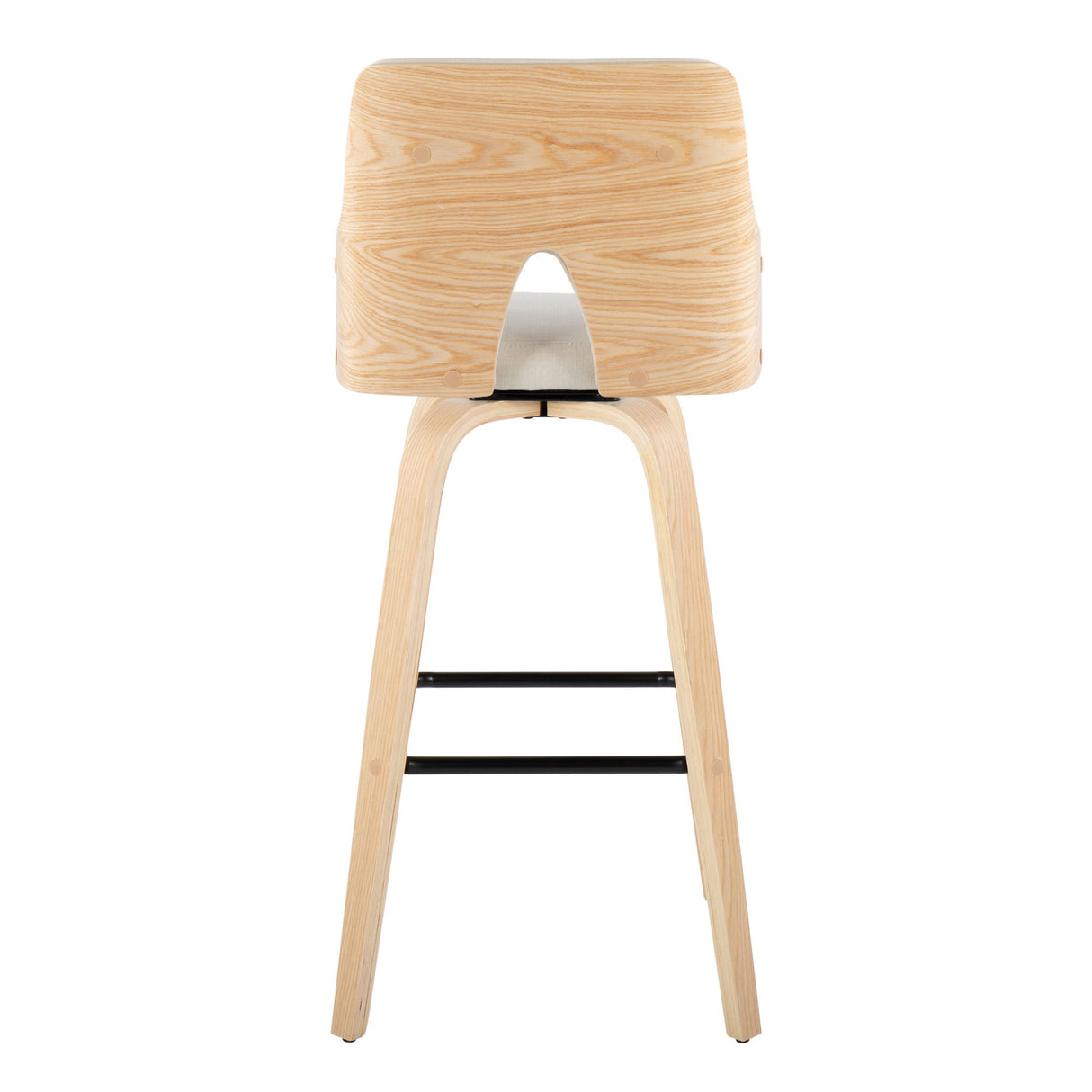 Stella - Contemporary Fixed Height Barstool With Swivel Square Footrest (Set of 2)