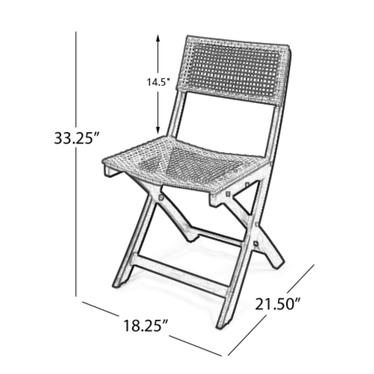 Bistro Foldable Chair With Wicker Backrest