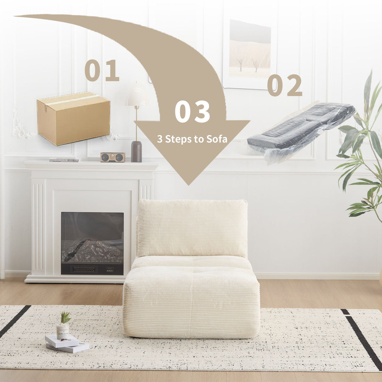 Single Chaise Longue With Movable Ottoman For Living Room