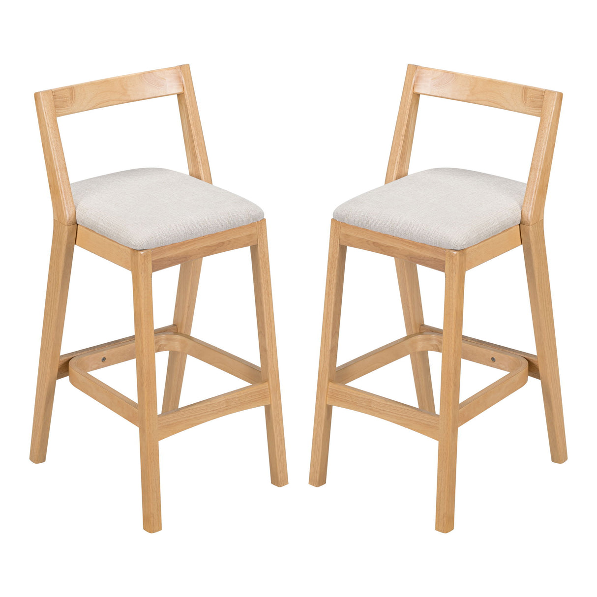 Jasper - Indoor Barstool With Upholstery (Set of 2) - Beige / Natural