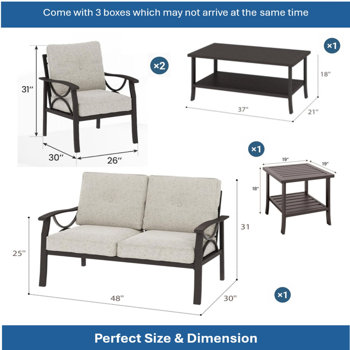 Patio Furniture Set & Coffee Table For Backyard