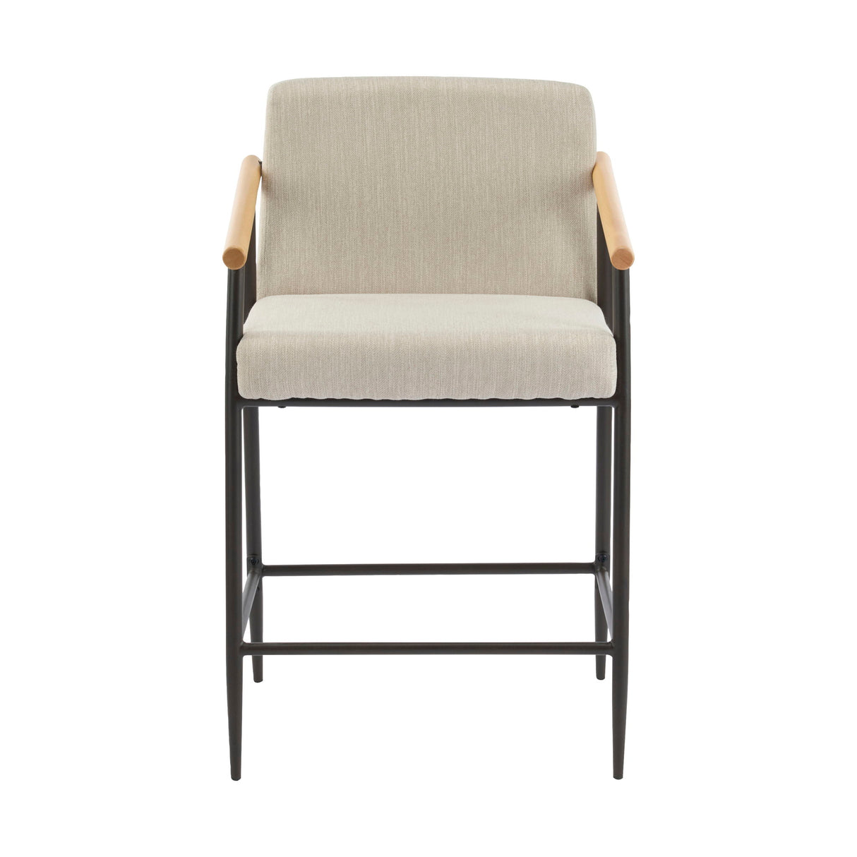 Counter Stool Set With Iron Frame - Espresso / Beige