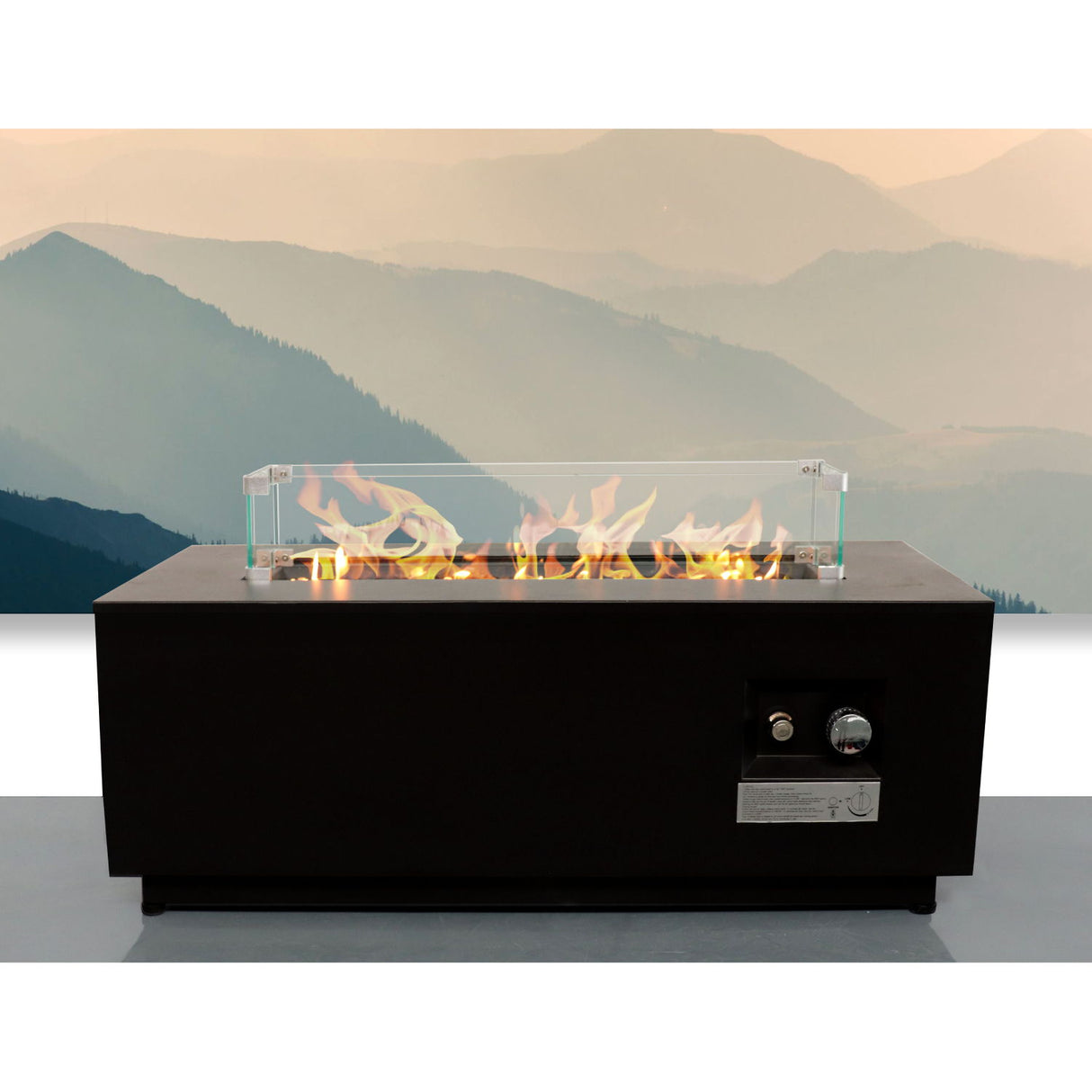 Outdoor Fire Pit Table Backyard Heater Propane Gas Durable Steel 42x16in Black
