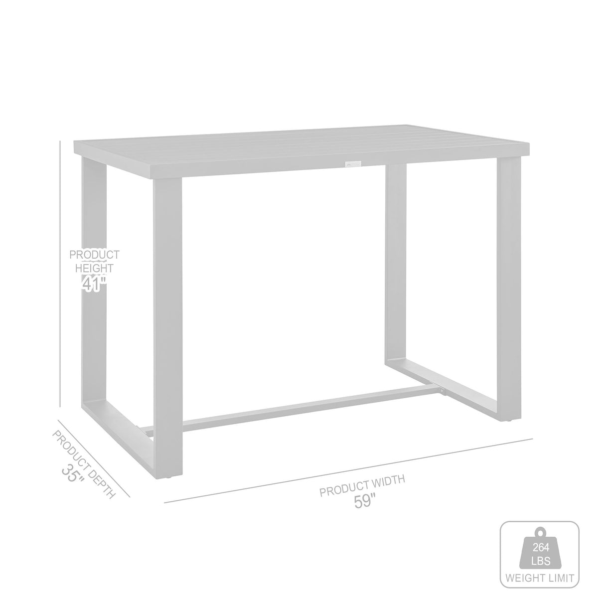 Menorca - Outdoor Patio Bar Height Dining Table In Aluminum