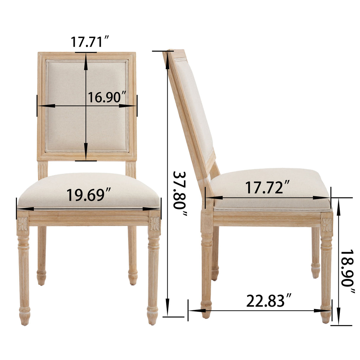 Dining Chairs With Upholstered Square Back (Set of 2)