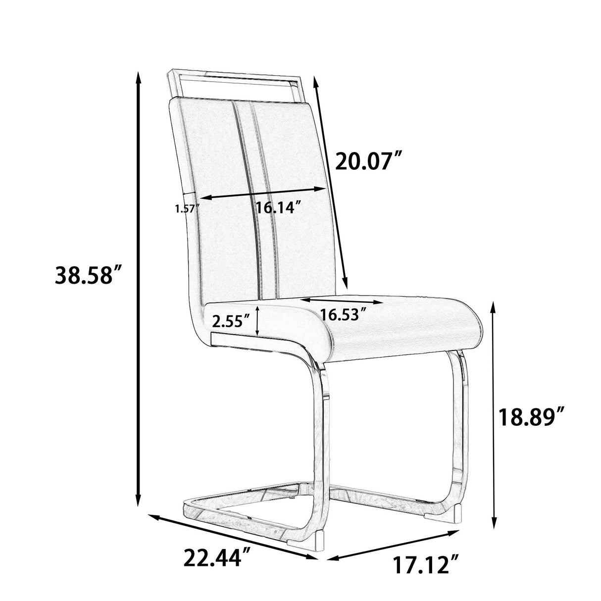 Modern Dining Chairs With Padded Seat, High Back