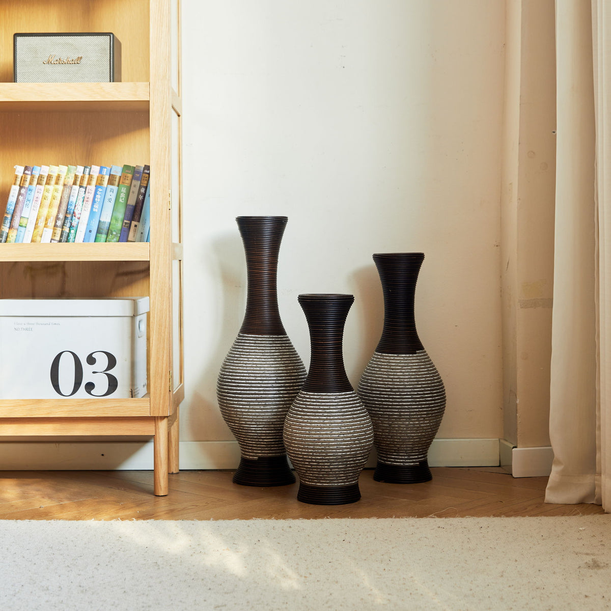Tall Designer Floor Vase With Elegant 2 Tone
