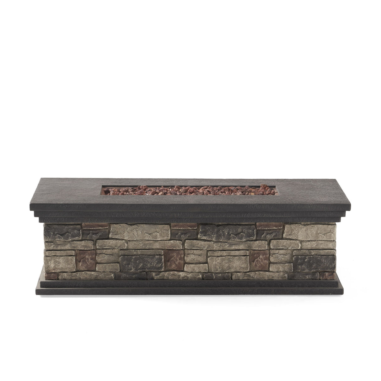 Contemporary Rectangle Fire Pit 50, 000 Btu Magnesium Oxide - Stone Gray