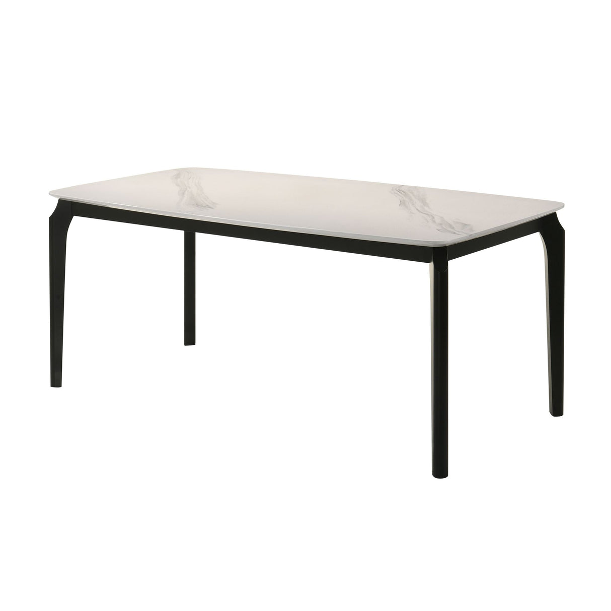 Kimber - 5-Piece Marble Dining Set - Black Finish And Snow Pearl Seats