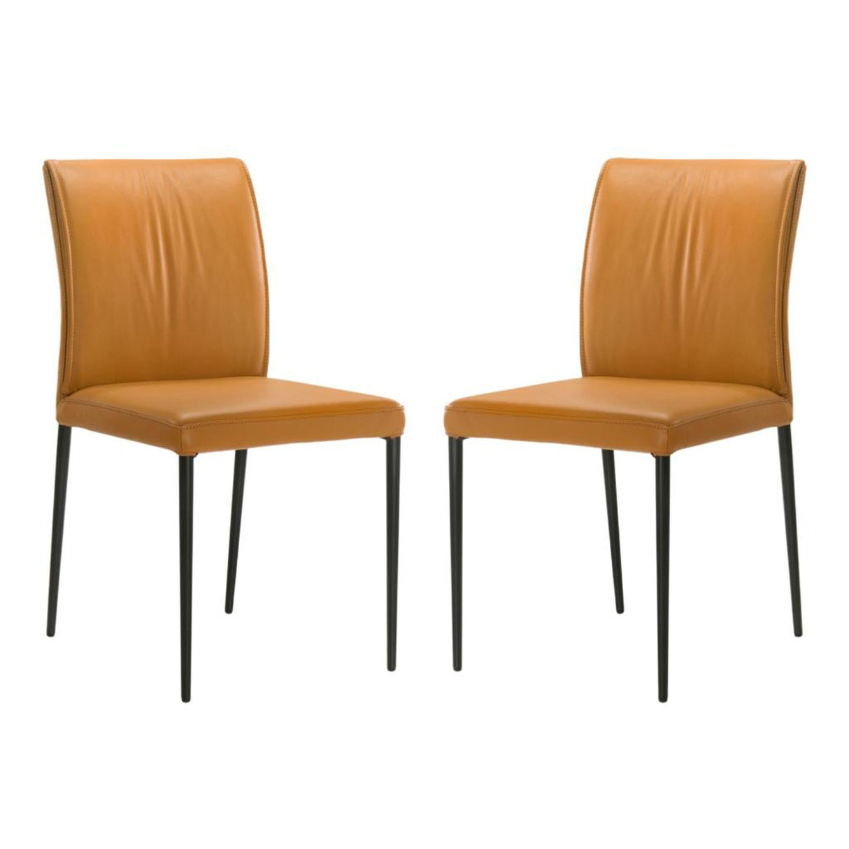 Meriam - Full Back Top Grain Leather Upholstered Metal Dining Chairs (Set of 2)
